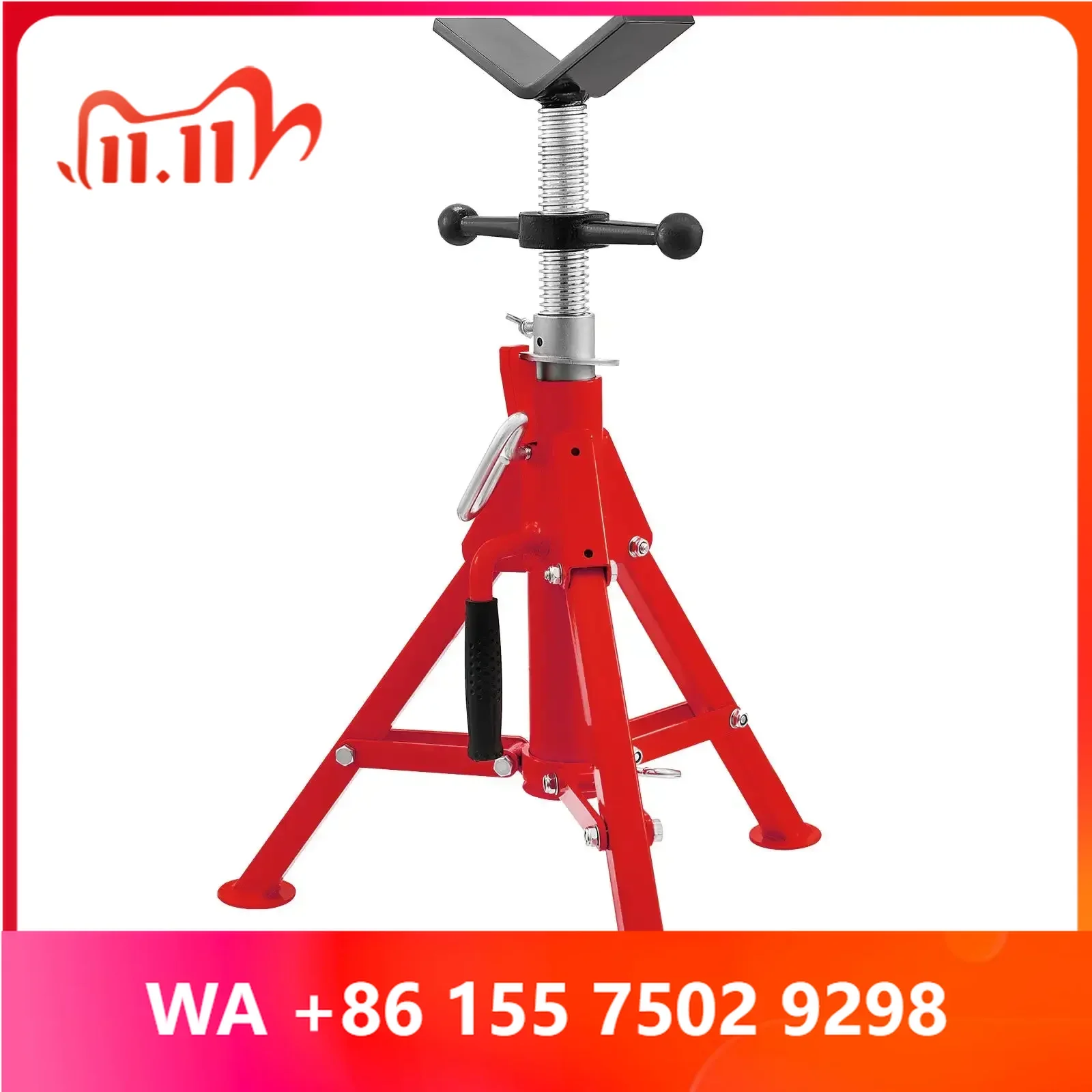 -Head Folding Pipe Tripod Stand Support 2500 lbs Load Capacity for Welding Threading Cutting