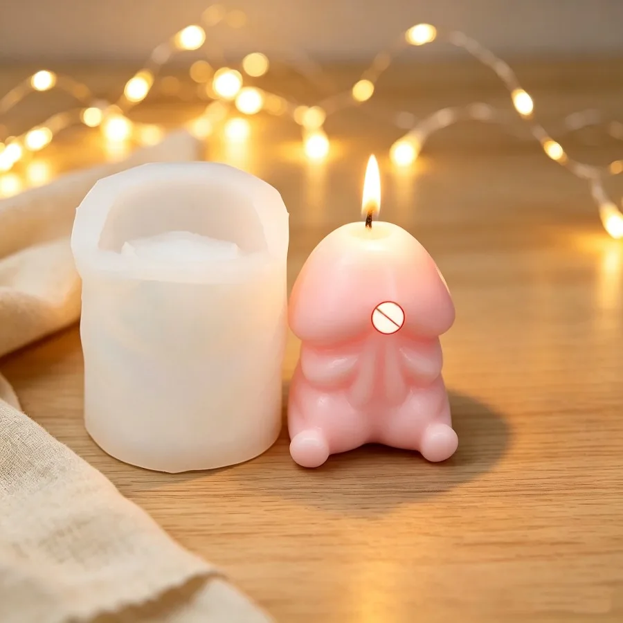 DIY Realistic Male Genital Silicone Candle Mold, 3D Realistic Penis Candle, Plaster Handicraft, Cement Product, Soap Making Mold