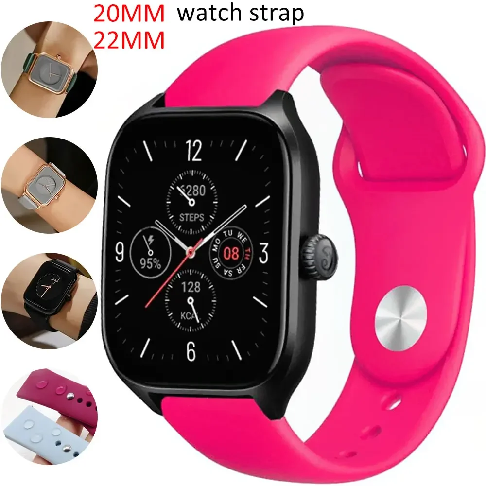 20mm/22mm band For Amazfit GTS/2/2e/3/4 GTS2 Mini/GTR 4/3/Pro/47mm/GTR2/2e/stratos 2/3 Silicone Bracelet Amazfit bip Watch strap