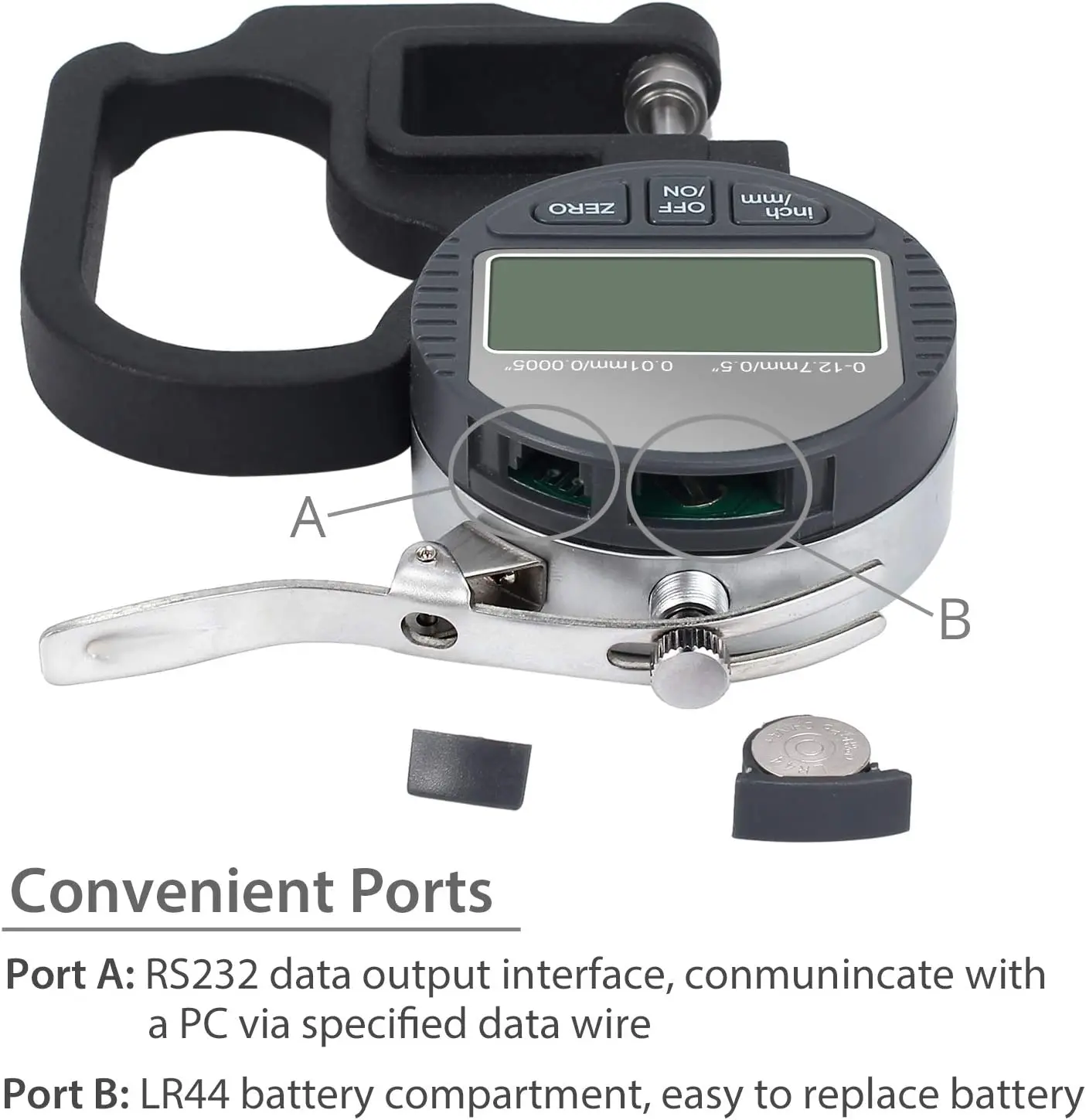 Micron Digital Thickness Gauge with handle 0.001 Micrometer thickness meter 0 - 10 mm / 0.4 inch