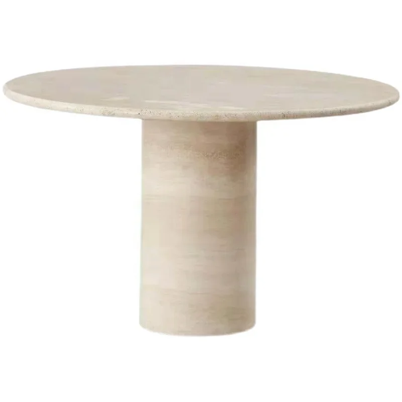 

Modern natural stone travertine dining table round marble dining table