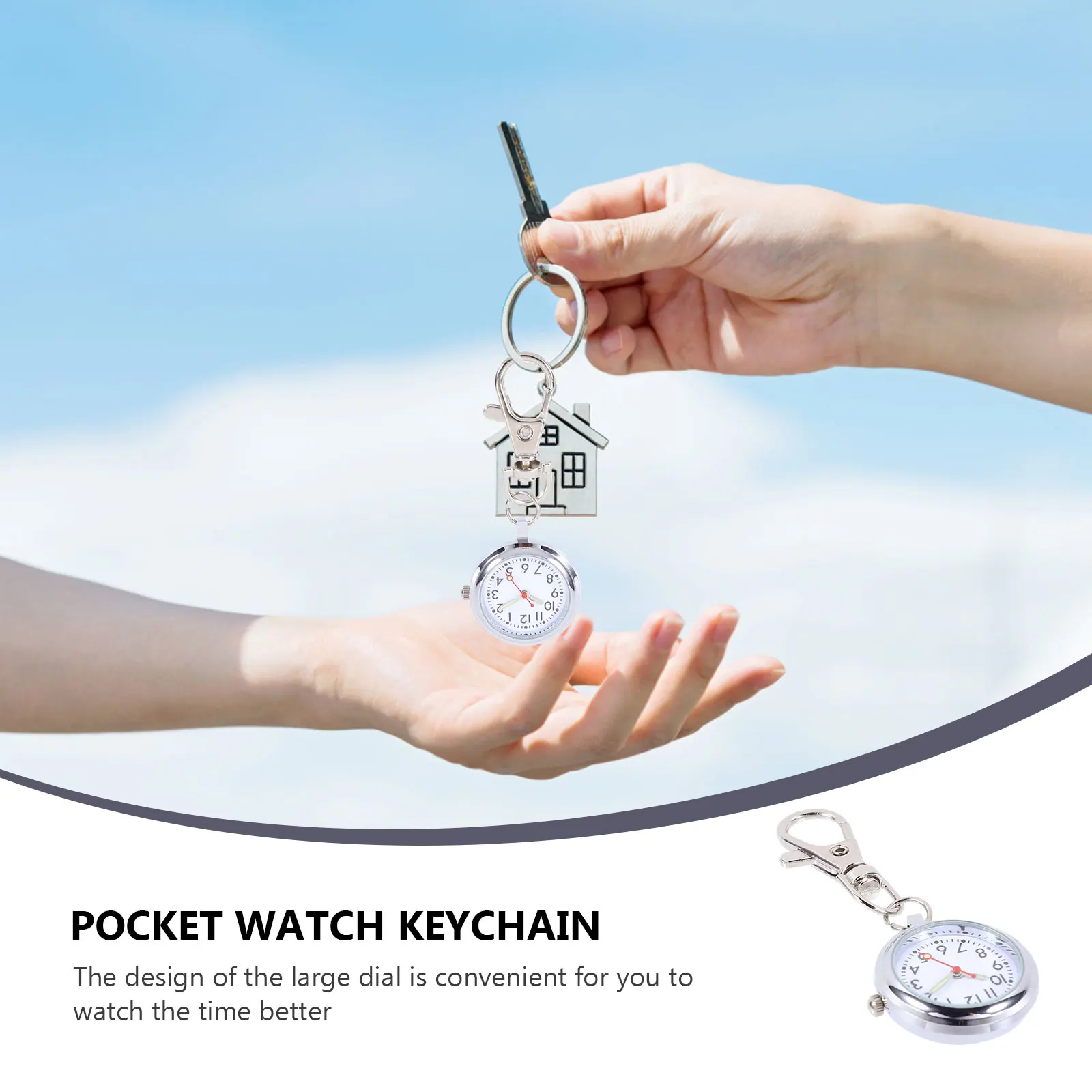 

Large Dial Pocket Watch Pendant Nurse Quartz Watch Vintage Key Ring Clip Keychain Accessory Alloy Fob Couples Necklace Hospital