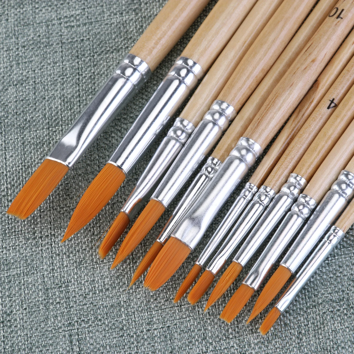 

12pcs Nylon Hair Paint Brush Set Artist Watercolor Acrylic Oil Painting Round Pointed Tip Flat Brushes Durable Flexible Hold