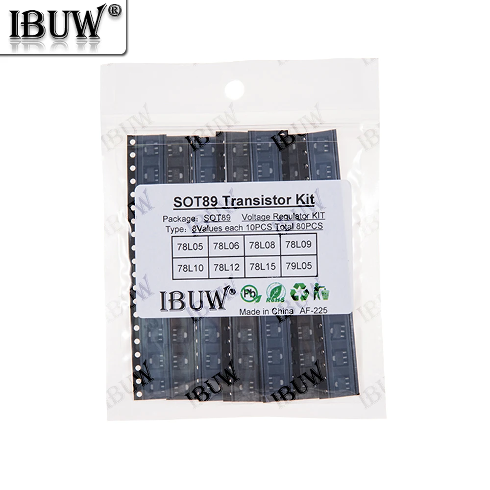 80PCS 8Values SOT89 Transistor Kit (78L05/78L06/78L12 etc.) Voltage Regulator for Arduino DIY Electronic Power Supply kit SOT-89