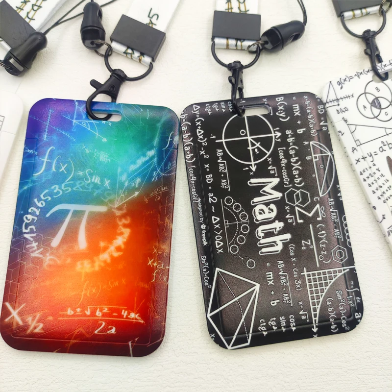 Soporte para tarjeta de identificación de juego de matemáticas, cordones, porta de ecuación, tarjeteros, correa para el cuello, llavero entusiasta del cubo de Rubik, credencial