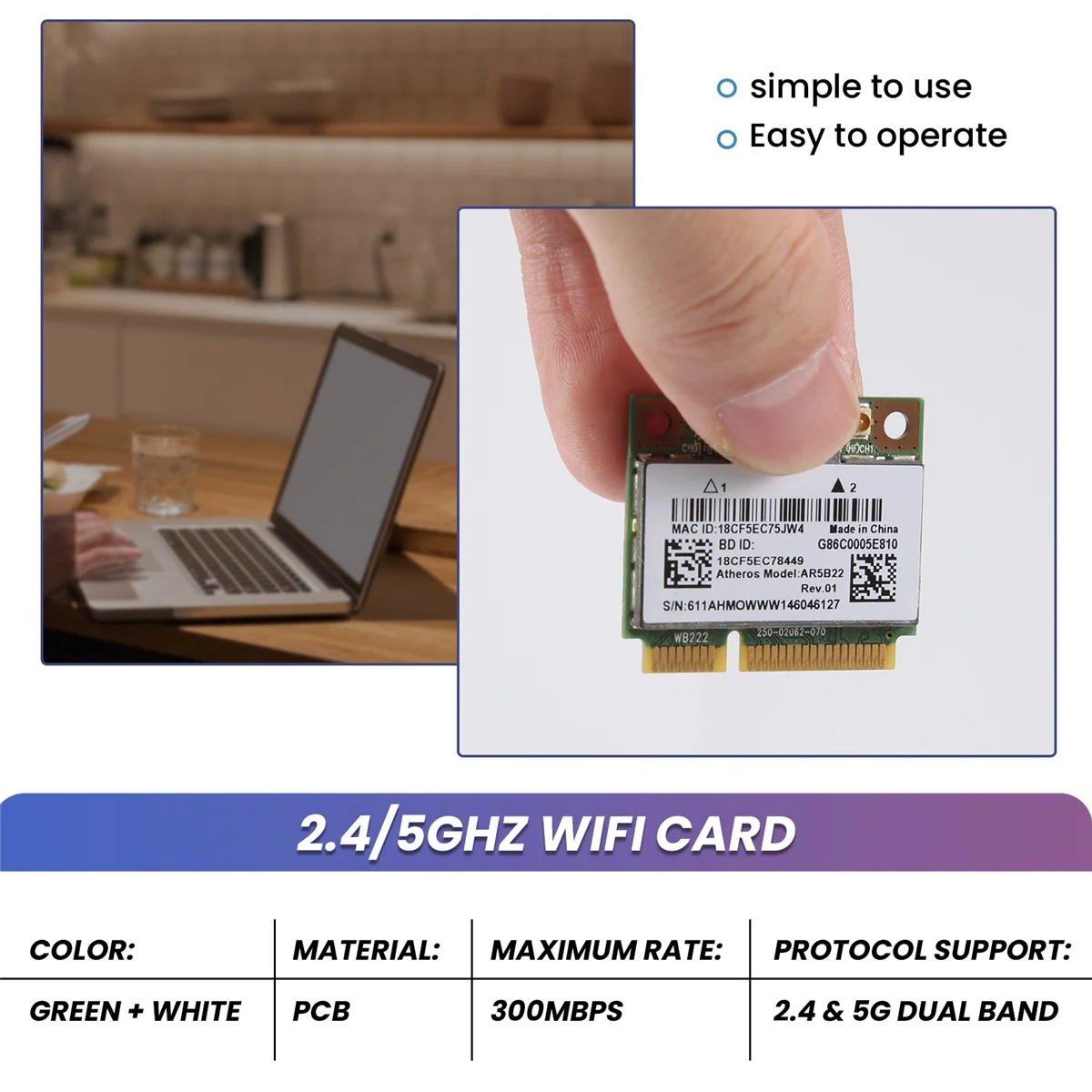 B64CAR5B22 2.4/5GHz Dual Band Wifi Card 802.11Ac Bluetooth 4.0 Wireless WLAN Card for Lenovo Y400 Y500 Y410P S215 U330 U430