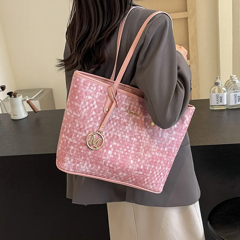 

WBS 2024 New Fashion Large Capacity Tote Bag Female PU Leather Bags for Women Texture Hand Bag Commute Shoulder Bag