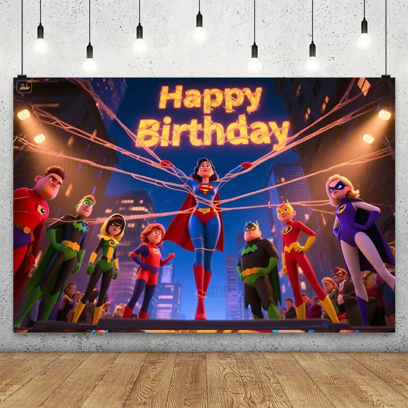 

MINISO Incredibles Edna Mode Fashion Banner Vinyl Decor Licensed IP Photography Happy Birthday Background Photo Backdrop