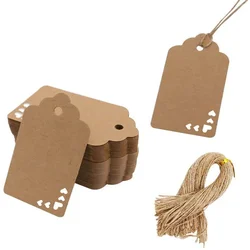 20-50szt Kraft Paper Tags Heart Kraft Paper Gift Tags DIY Craft Hang Tags Free Natural Jute Sznurek Prezenty Impreza DIY Rzemiosło Ślub