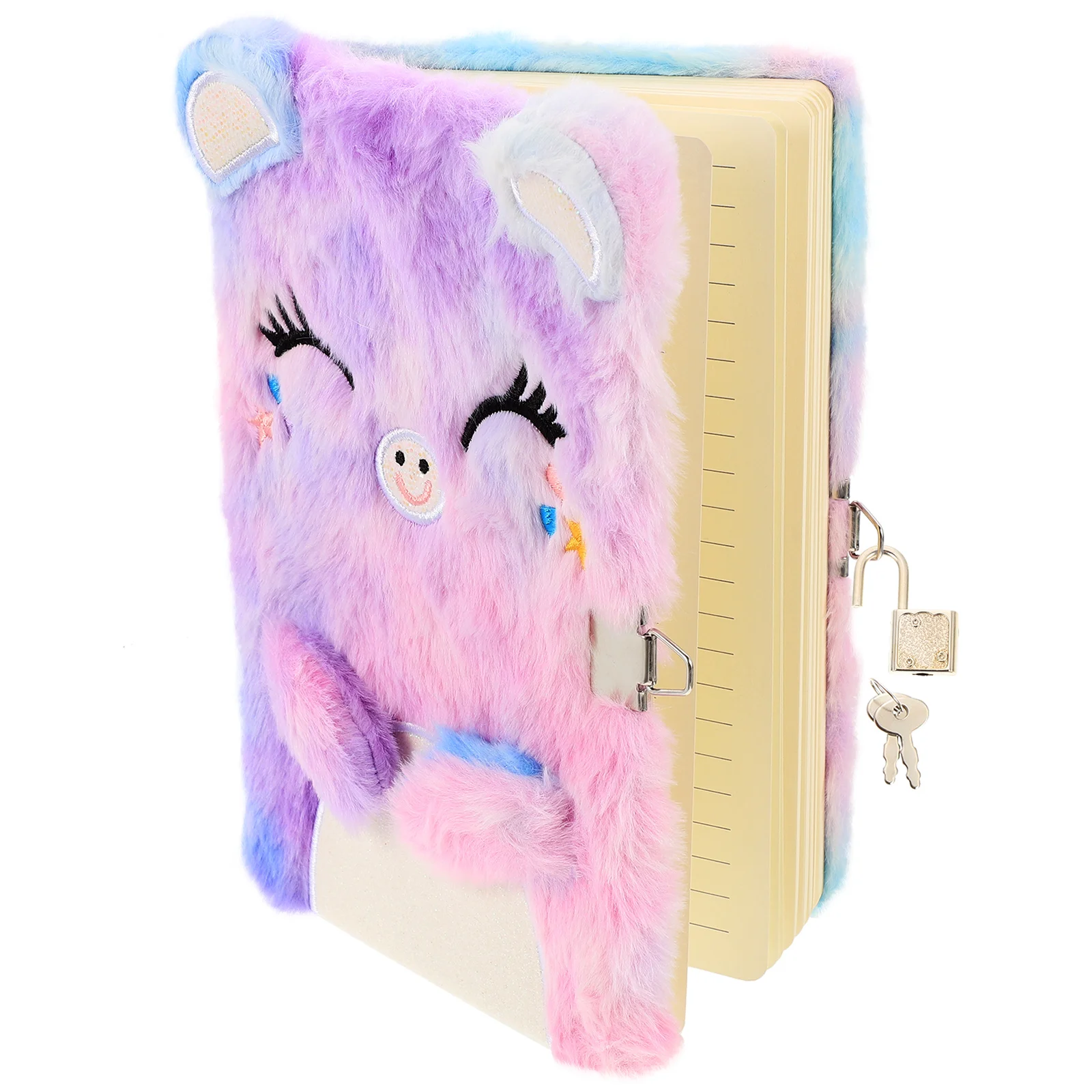 

Notebook with Lock Girl Stationery Fluffy Plush Secret Diary Girls Cover Cartoon Teen Gifts