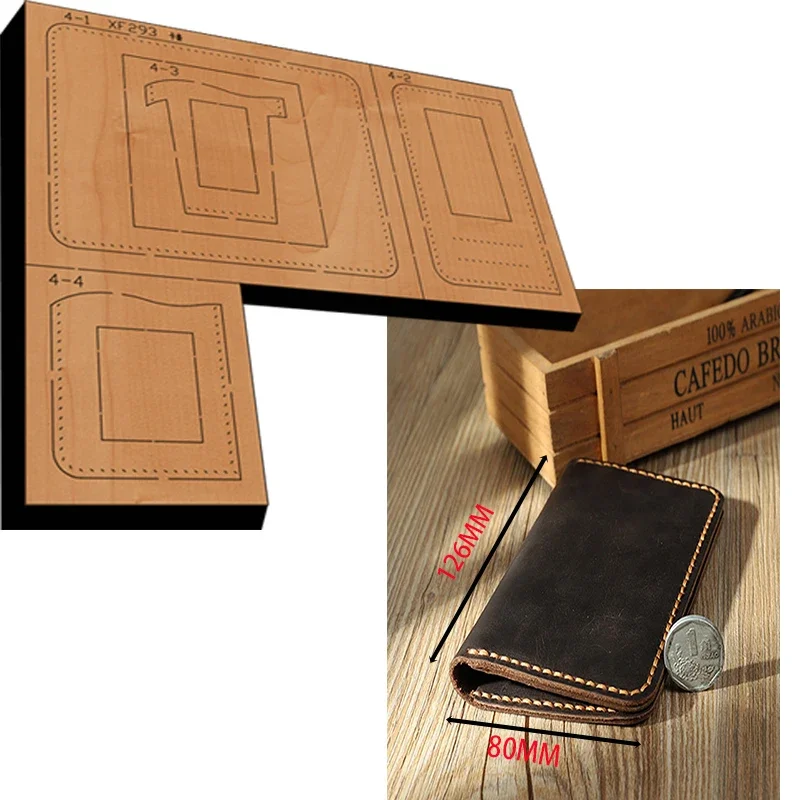 Folding wallet card bag in half Leather Craft Punch Hand Tool Cut  leather craft tools New Japan Steel Blade Wooden Die