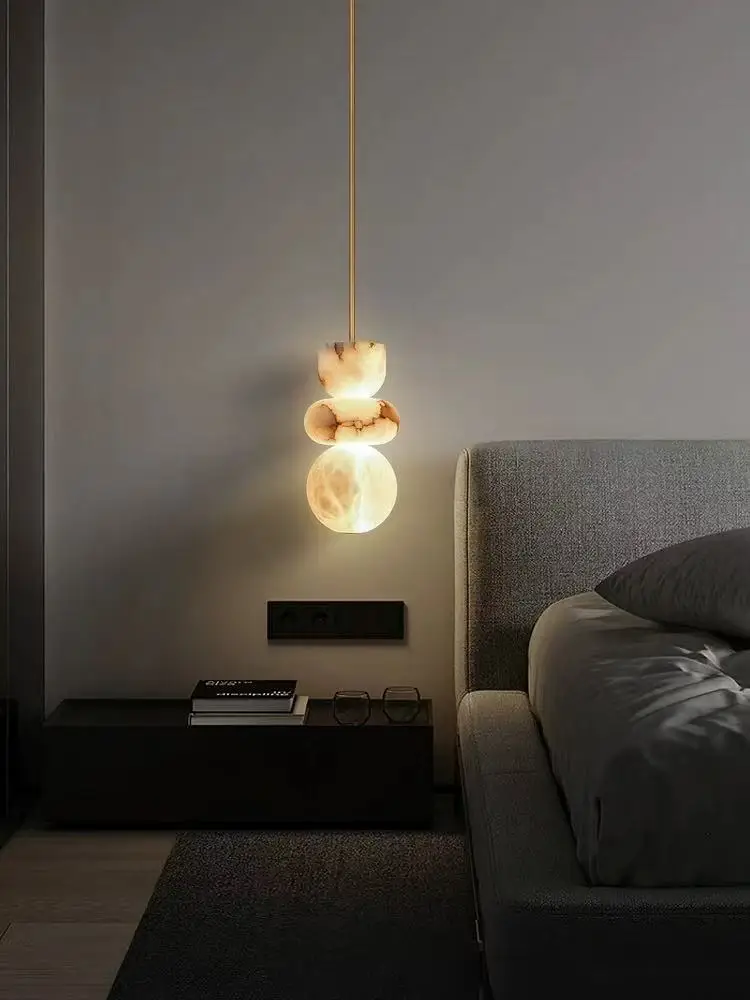 Natural Marble Art Dimmable LED Hanging Lamps 2026 Chandelier Lustre Suspension Luminaire Lampen For Foyer Dinning Room