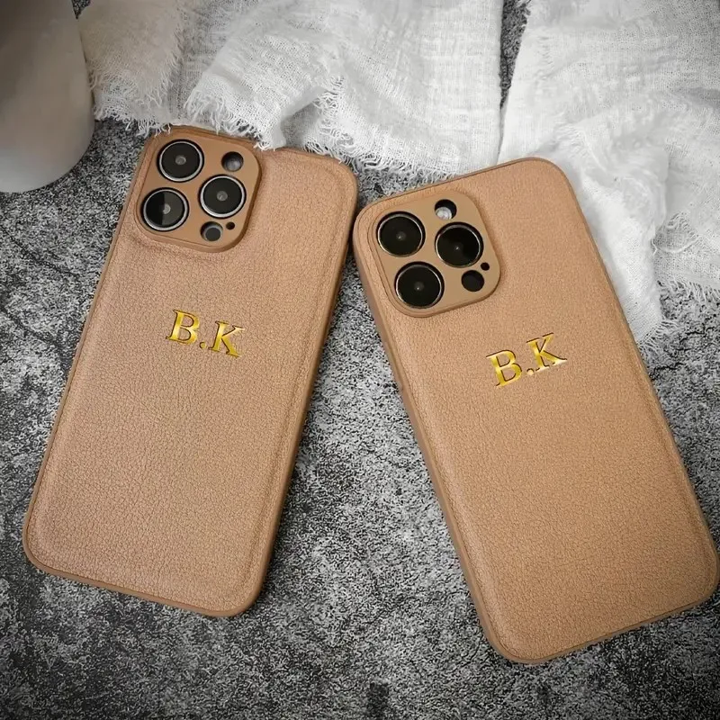 Untuk iPhone 16 Personalisasi Nama Kustom Casing Ponsel Kulit untuk iPhone 15 15 14 13 12 11Pro Max Sampul Belakang Pelindung Kustom Mewah