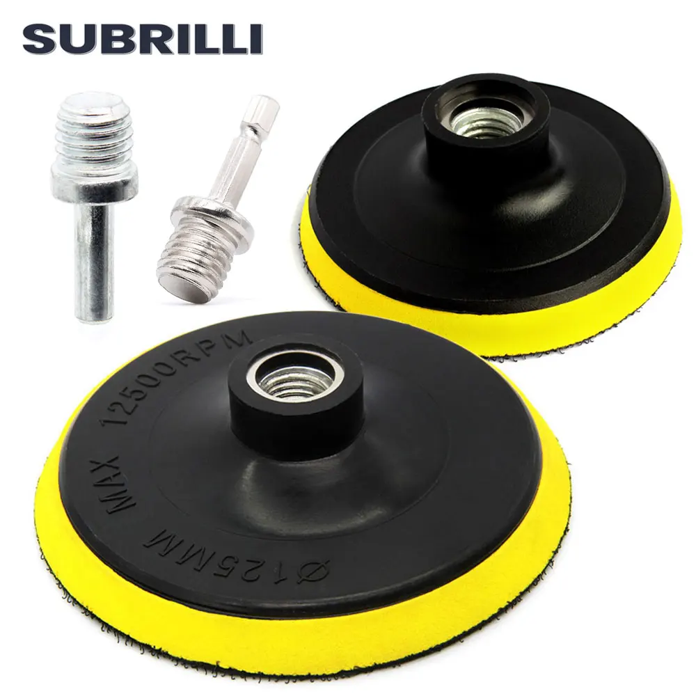 SUBRILLI 4/5Inch Backup Pad For Car Polishing Automotive Orbital Roto Polisher Hook And Loop Wax Polish Tool M14 5/8-11 Thread