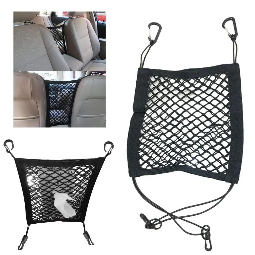 Black Car Seat Organizer Net Pouch Phone Holder Pocket Dog Gate Barrier