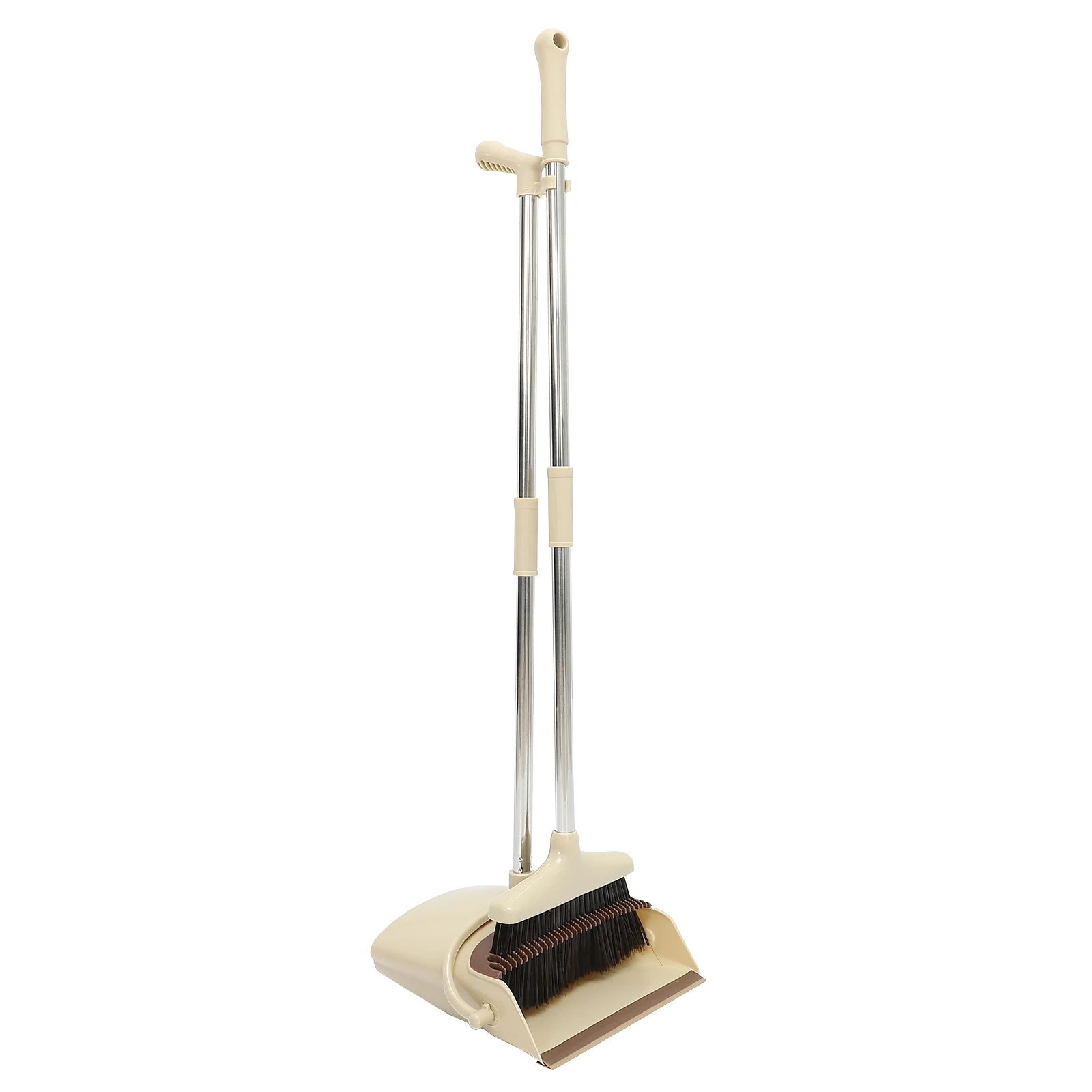 

Stainless Steel Broom Dustpan Set Cleaning Supplies Kit Brushes Home Device Vertical Long Handled Broom Steel Pole Plastic Pan