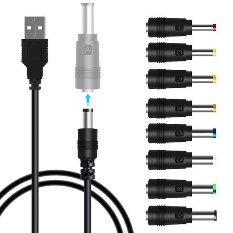 573A Travel Friendly Laptops Charging Adapters Power Converters Solution 8 Adapters Include DC5.5x2.5mm/DC5.5x2.1mm Port Base