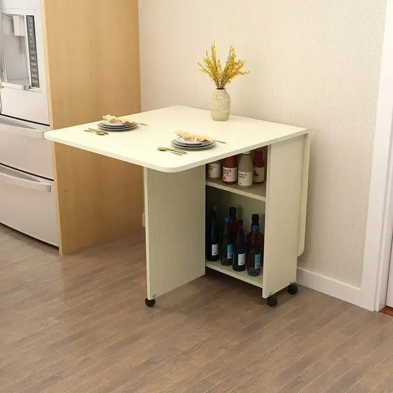 Folding Dining Table Modern Simplicity Multifunctional Movable Storage Kitchen Table Home Furniture Living Room Extendable Table
