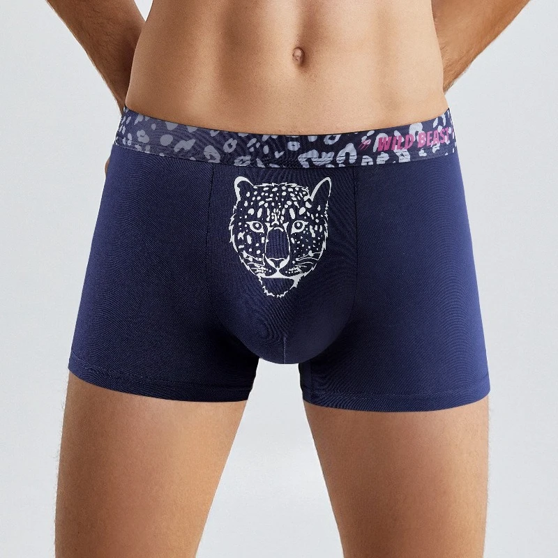 1/3Pcs Luminous Pure Cotton Jockmail Underwear Men Breathable Boxers Large Size Medium Waist Four Corners Comfortable Boys Pants