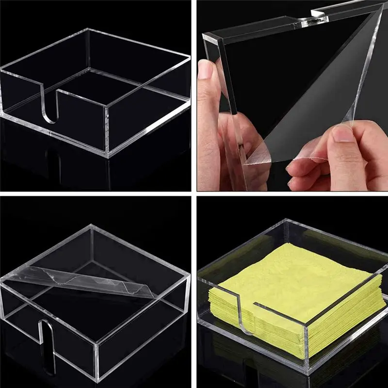 REST Acrylic Napkin Holder for Table, Clear Beverage Napkin Holder Square for Dinner, Kitchen, Bathroom, Restaurant, Bar