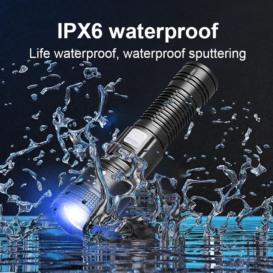2000000LM Ultra-High Power Flashlight Digital Electronic Display Waterproof Torch Zoom Hand Light Outdoor Camping Lantern Luces