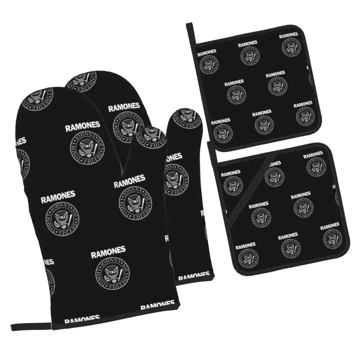 The Ramone Merch Oven Mitts and Pot Holder Sets of 4 for Baking Kitchen Cooking Grilling Resistant Non-Slip Gloves