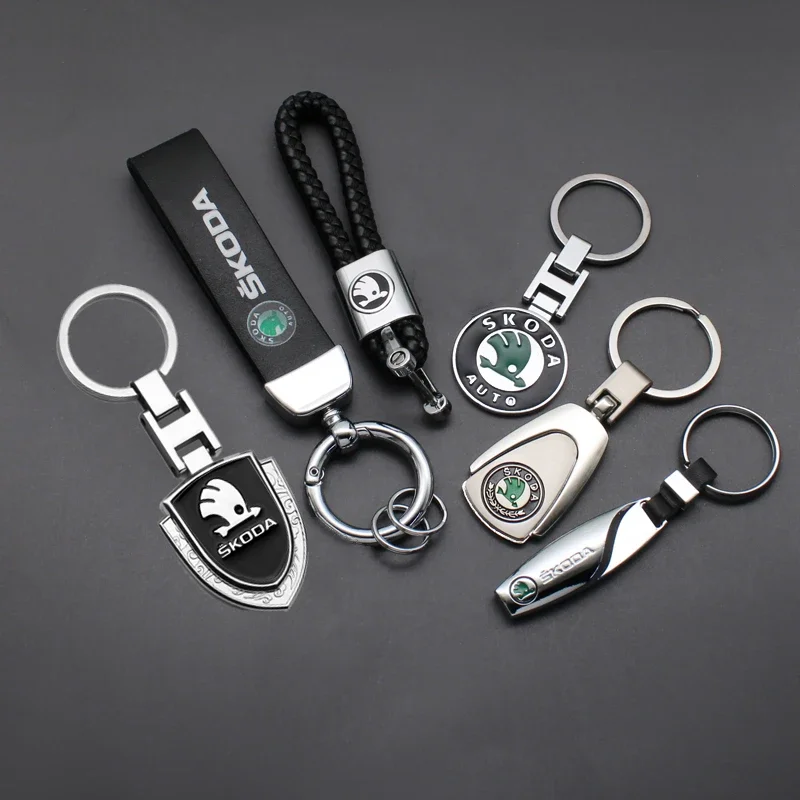 1PCS Car Key Chains for Skoda Octavia Kodiaq Fabia Superb A5 A7 Kamiq Karoq Rapid Yeti Spaceback Key Ring Holder Accessories