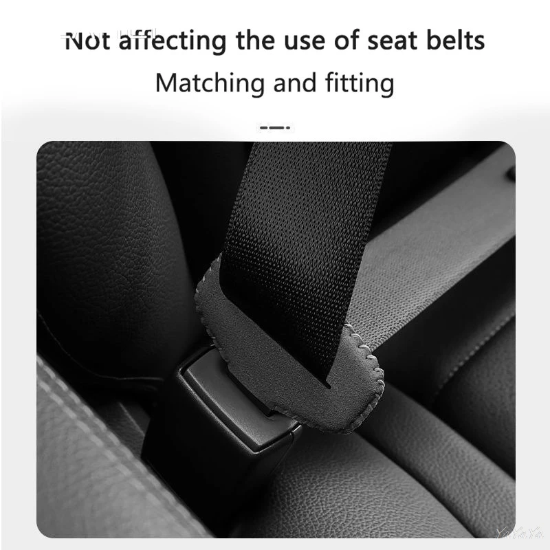2pcs Suede Leather Car Seat Belt Buckle Protector Anti-Scratch Cover For Ford Mustang Bronco Fiesta Focus Mondeo Ranger Sticker - view 5