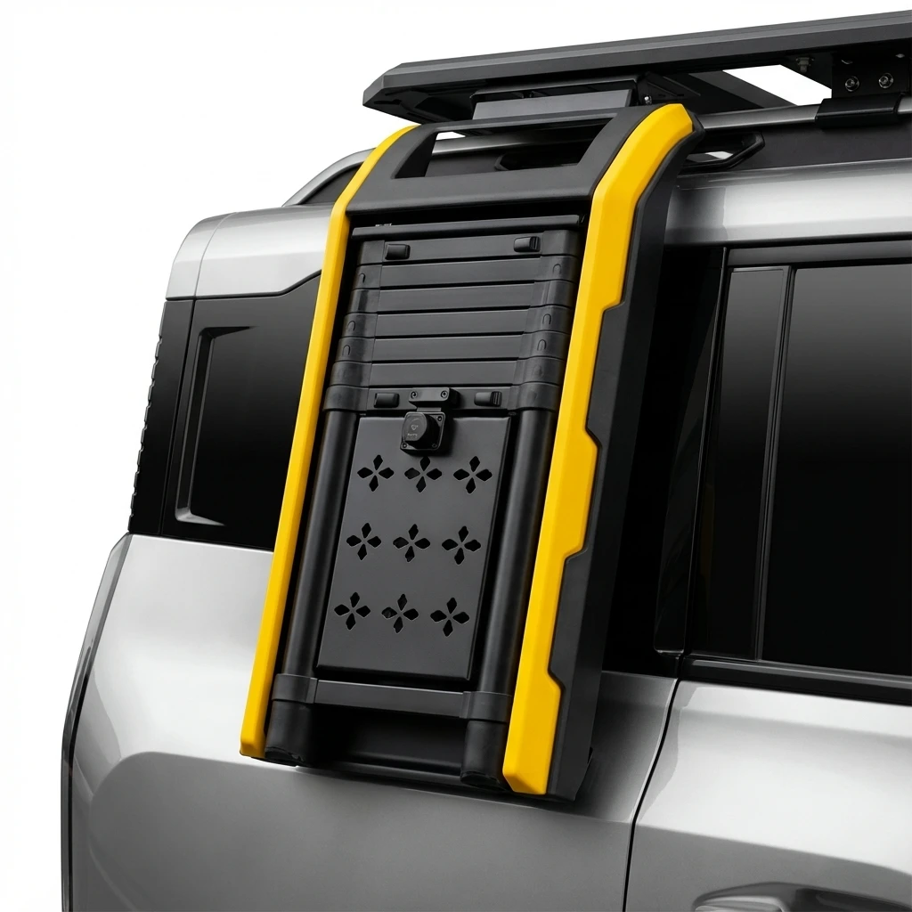 

Aluminum Alloy Roof Luggage Rack with Integrated Telescopic Extension Ladder Side-Folding Platform Compartment Car Roof Racks