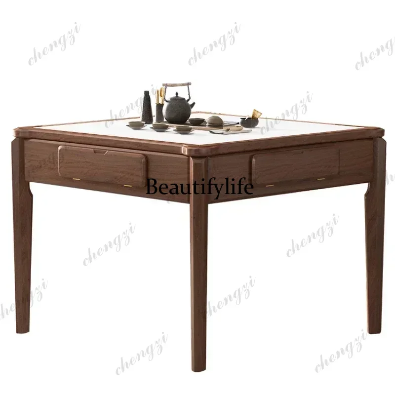 High-End Solid Wood Mute Intelligent Mahjong Machine Automatic Chinese Furniture Dining Table Dual-Use Mahjong Table