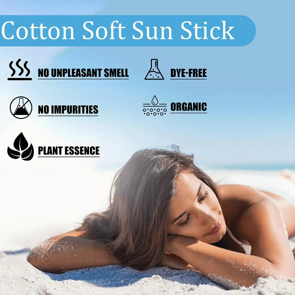 19g Cotton Soft Sun Stick SPF 50+For Face Sunscreen Sunblock Skin Moisturizing UV Protective Cream Care