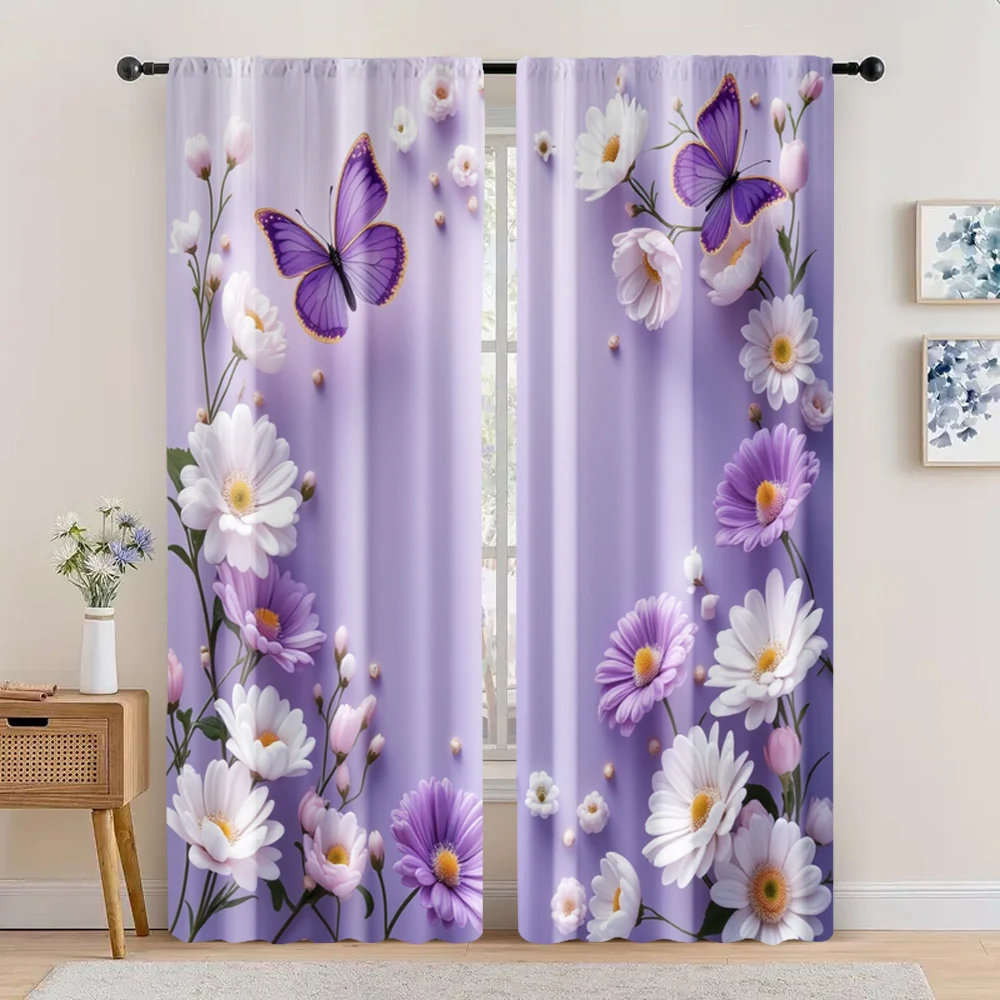 2pc,  Drapes butterfly diagram Fabric,Without Electricity Family Party for Bedroom living room