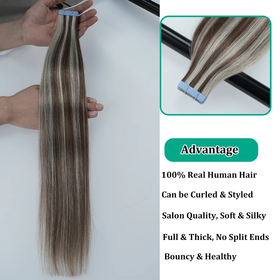 Tape in Remy Hair Extensions Natural Black 20pcs 40g Tapein Seamless Real Hair Extensions Straight Brazilian Hair Tape On