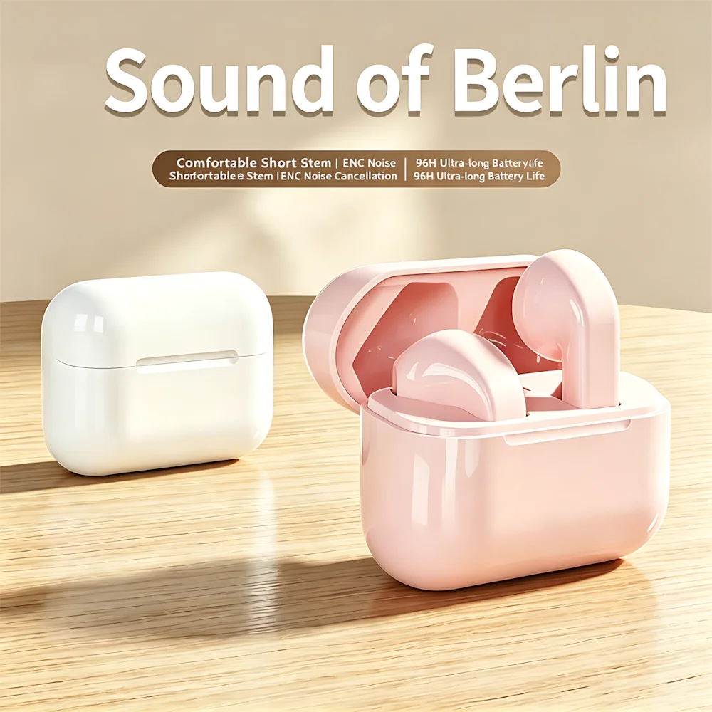 New Short Handle In-ear Type Bluetooth Earphone Wireless Headset Mega Bass 9D Surround Sound Game Low-delay HD Call For iPhone