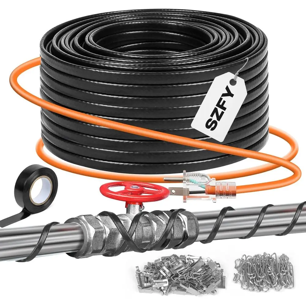 

Heat Tape for Water Pipes, -40°F Deicing Cable, Pipe Heat Cables for Roof, Gutter, Farm, Freeze Protection Heating Wires, Heated