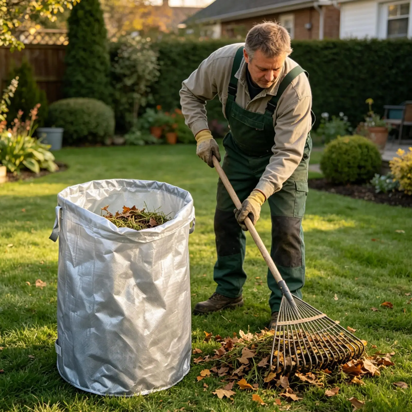 Lawn Bag Reinforced Self-Standing Fall Trash Container Lawn Leaves Collector Bag For Grass Clippings Garbage Shrub Pine Garage