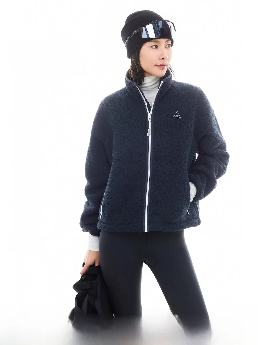 

Thiened Fce Lined High Collar Women's Jaet Double Sided Cosite Plu Zipper Casual Sle Stand Fit Winter Coat