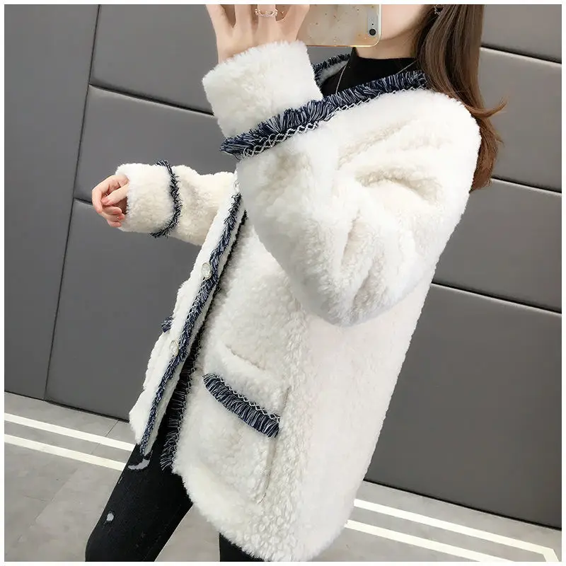 

Women Lamb Wool Jacket Casaco 2022 New Autumn Winter Thicke Parka Female Outerwear Fashion Loose Fur All-in-One Jacket Overcoat