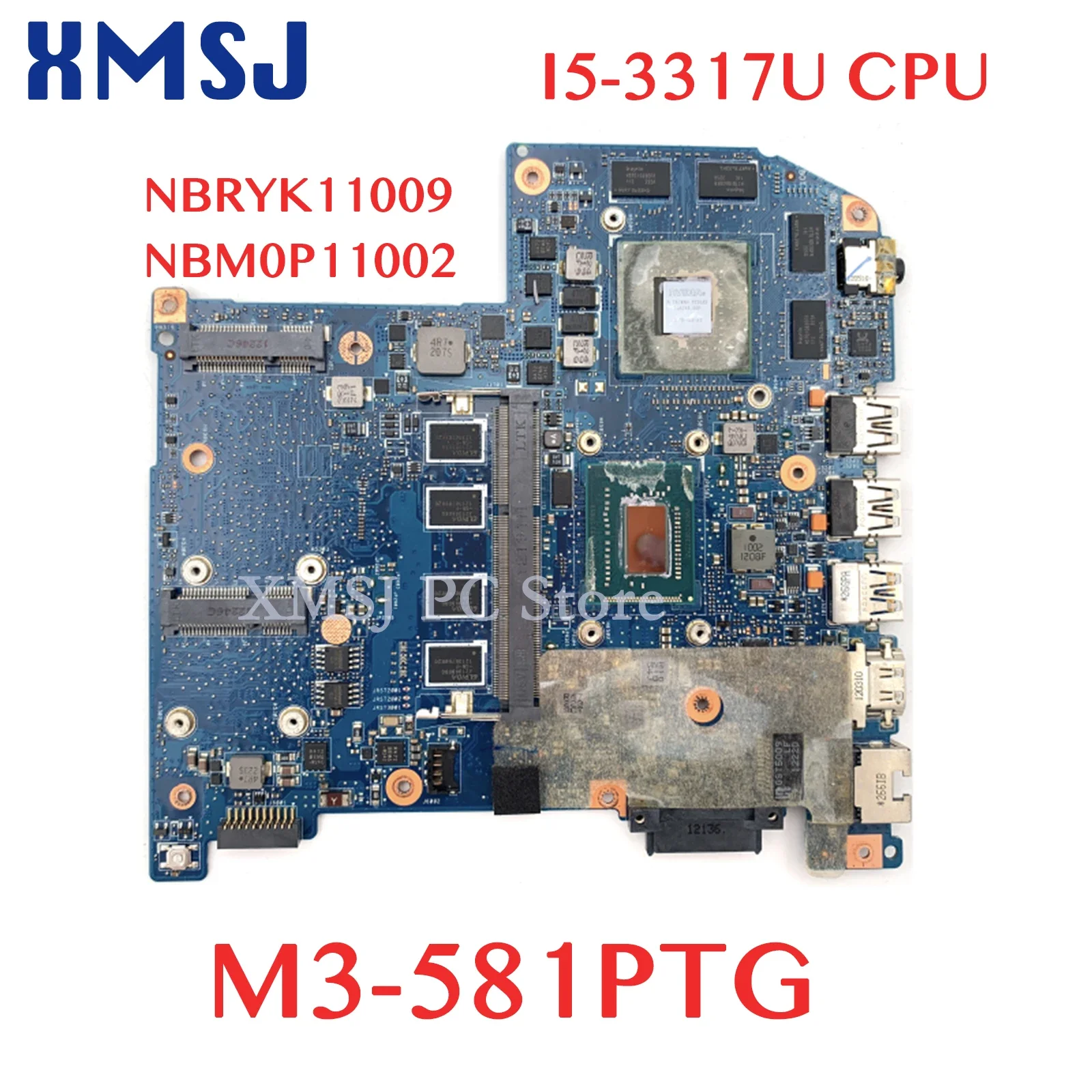 XMSJ For Acer M3-581PTG Laptop Motherboard NBRYK11009 NBM0P11002 HM77 I5-3317U CPU GT640M GPU DDR3 Main Board