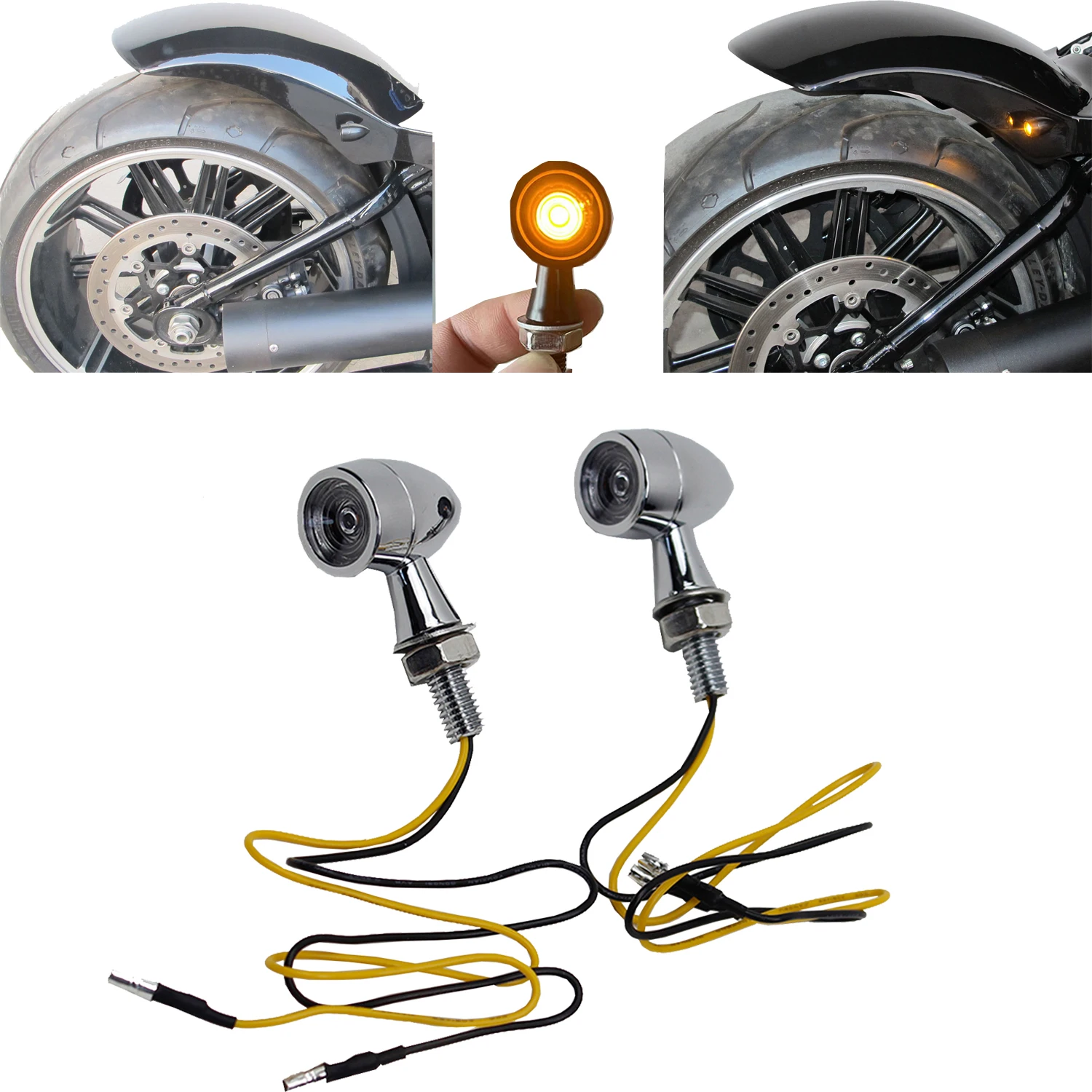 

Хромированные 2-проводной супер мини-светодиодный пуля-крыло 1,2 Вт, указатели поворота, линзы для Harley Davdison Breakout Street Bob FXD FLS