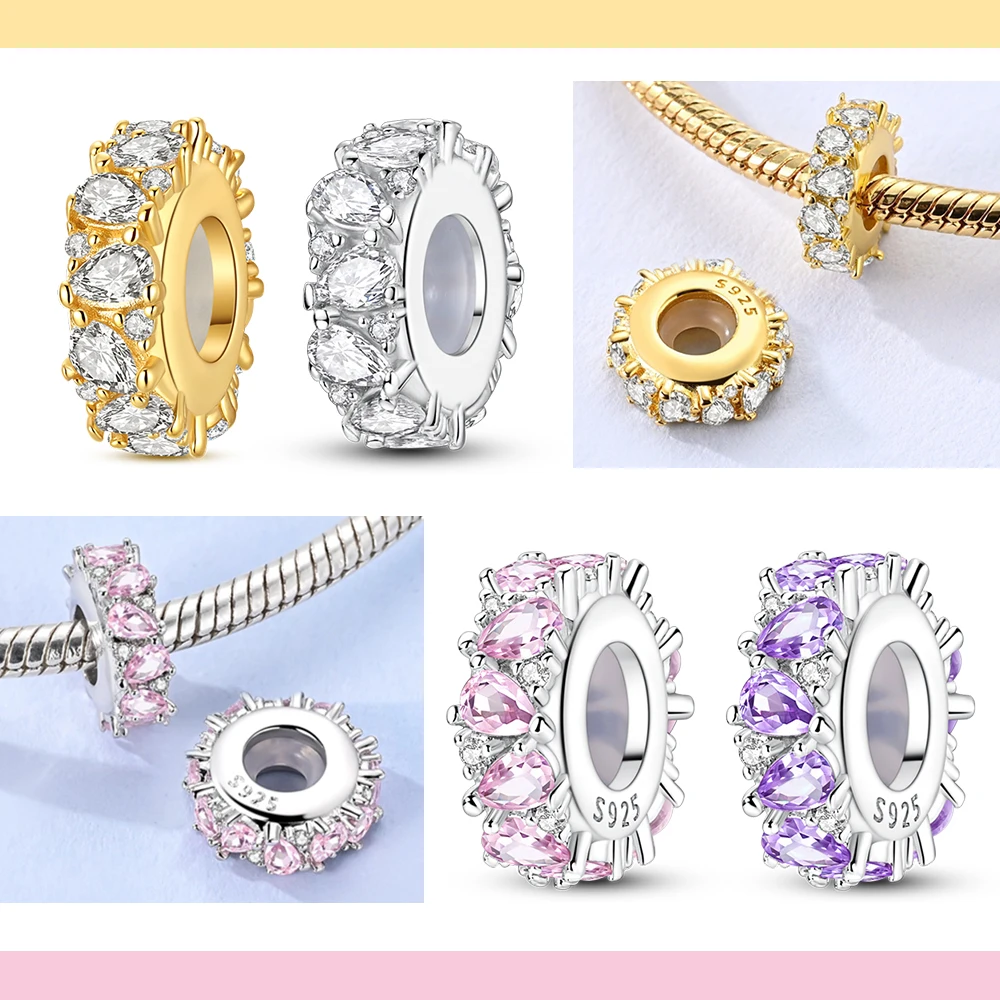 

Бусина-шарм из стерлингового серебра 925 пробы с разноцветными цирконами и силиконовой застежкой-фиксатором, подходит для оригинальных браслетов, ювелирное украшение, подарок на день рождения