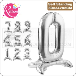 40 inch Standing silver 0-9 number foil balloons wedding event baby shower birthday party Christmas festival birthday party