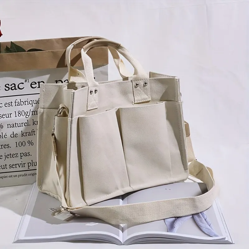 Tote Bag da donna Casual Canvas Shopping di grande capacità borse a tracolla da donna borse a tracolla solide per borsa da donna