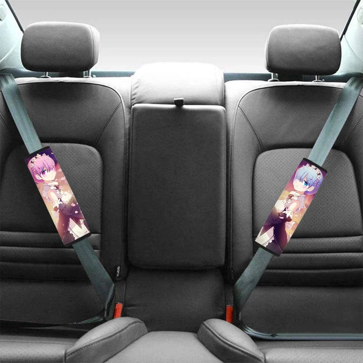 Anime Re Zero Ram and Rem Print Car Accessories Elastic Seat Belt Covers Protect for Child Adults Driver Durable Car Accessories