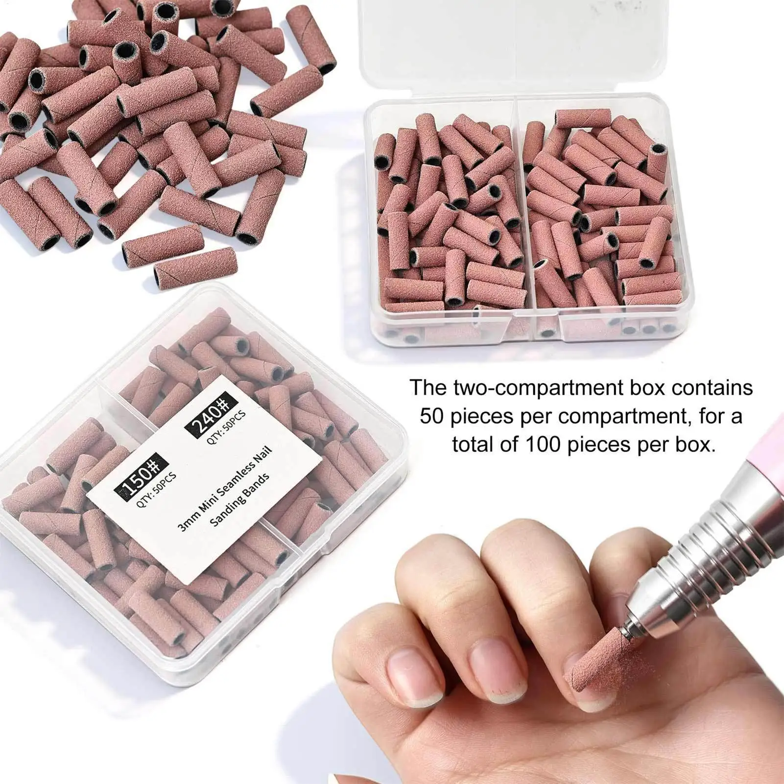 50pcs Nail File Sanding Bands Nail Drill Bits Sanding Bands for Electric Machine File Grinder Sand Band Nails Gel Polish Remove