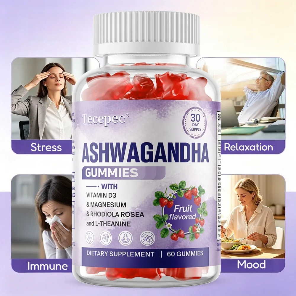 3000mg Ashwagandha Gummies, Supplement for Stress, Relaxation & Immune Support | Magnesium, Rhodiola, L-Theanine, D3