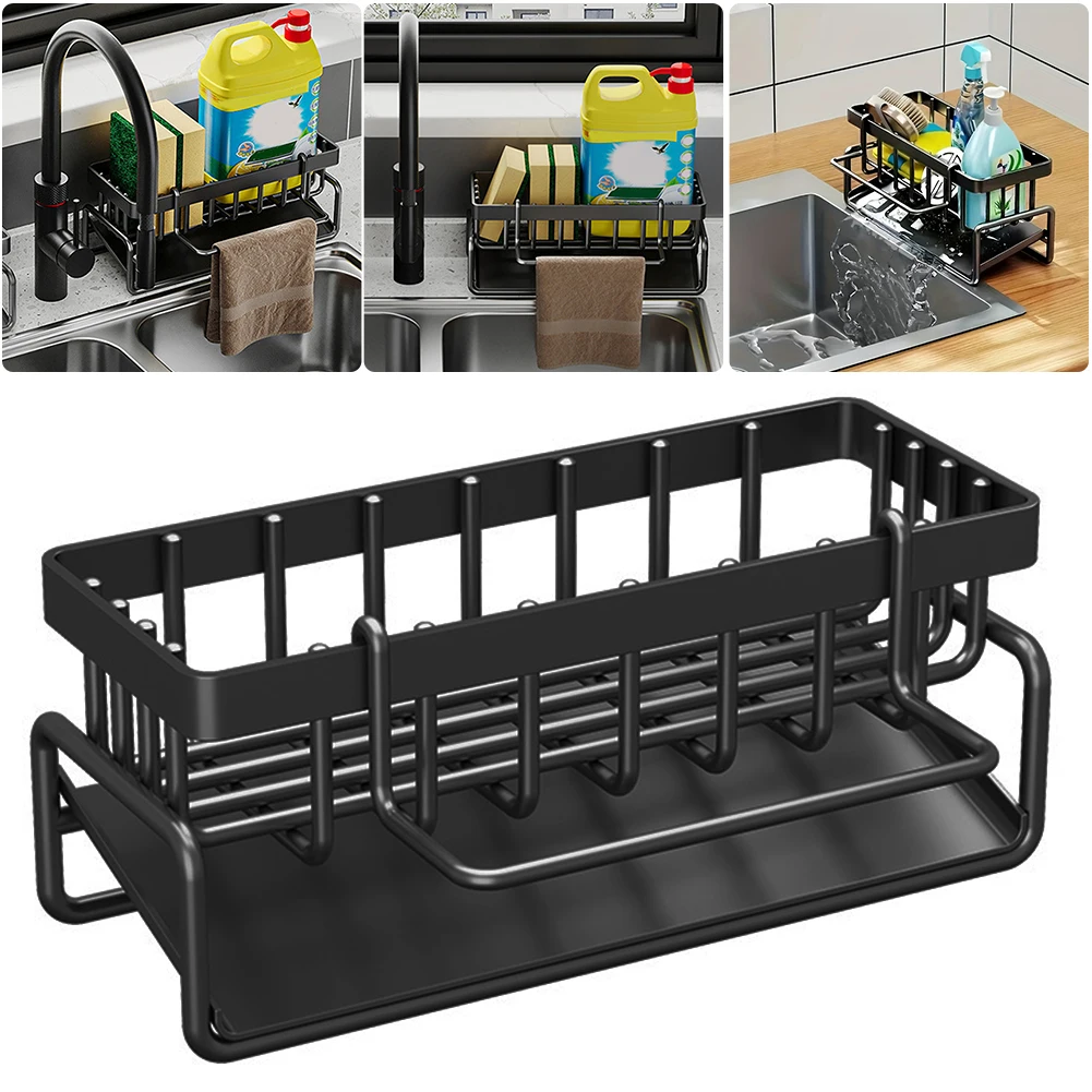 Multifunctional Sink Drying Rack Space Saver Rustproof Sponge Holder Kitchen Sink Organizer Sink Storage Countertop Organization
