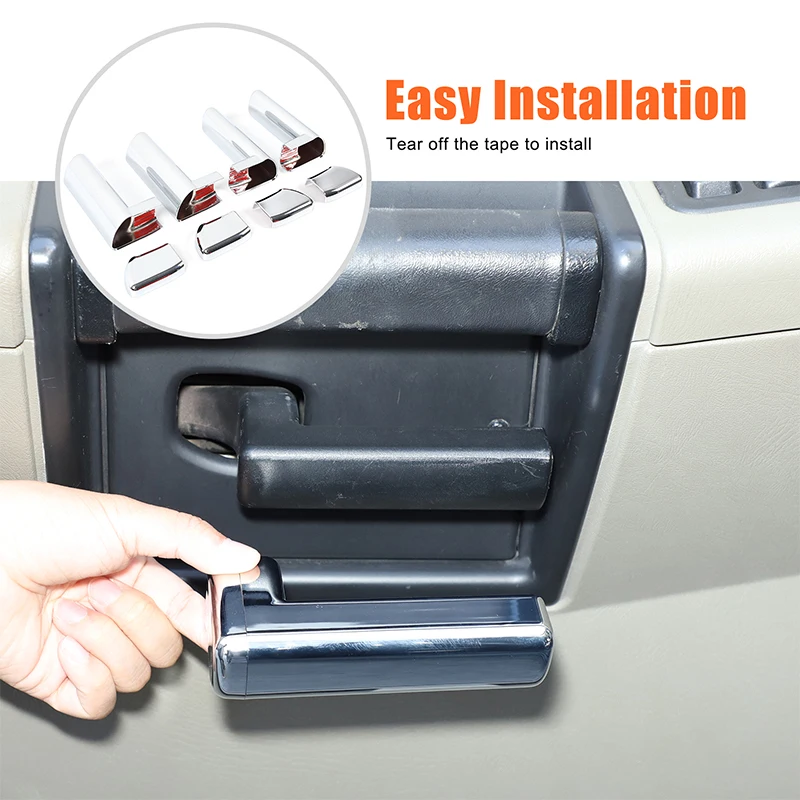 For Hummer H2 2003 2004 2005 2006 2007 ABS Silver Car Interior Door Handle Decoration Cover Stickers Trim Auto Accessories