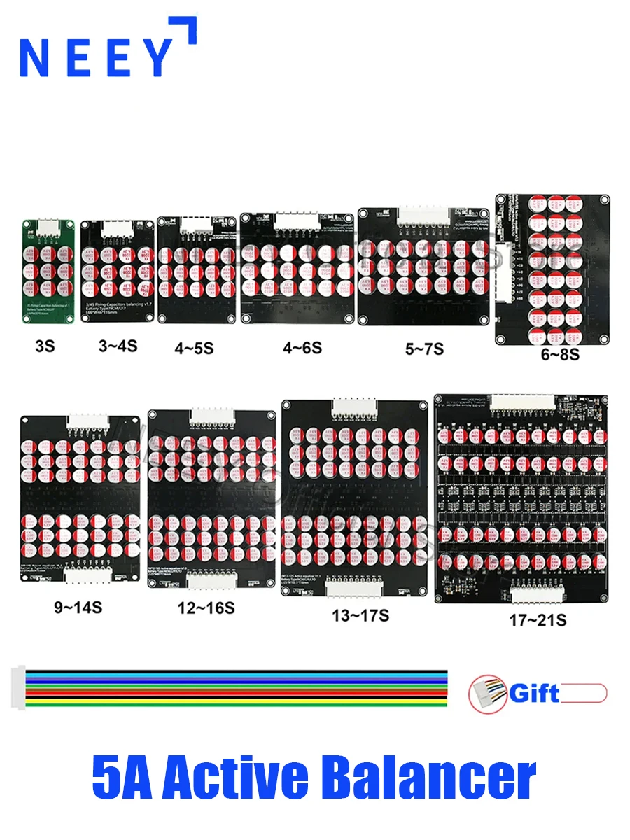 NEEY 5A  Equalizer 3S 4S 5S 6S 7S 8S 9S 10S 12S 14S 15S 16S 17S 20S 21S Active BalancerLifepo4/lipo/lto Battery Energy Capacitor