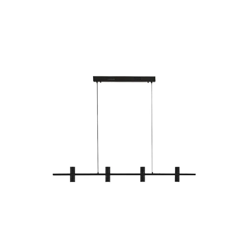 

Italian minimalist black hole stone dining room light studio study long dining table chandelier